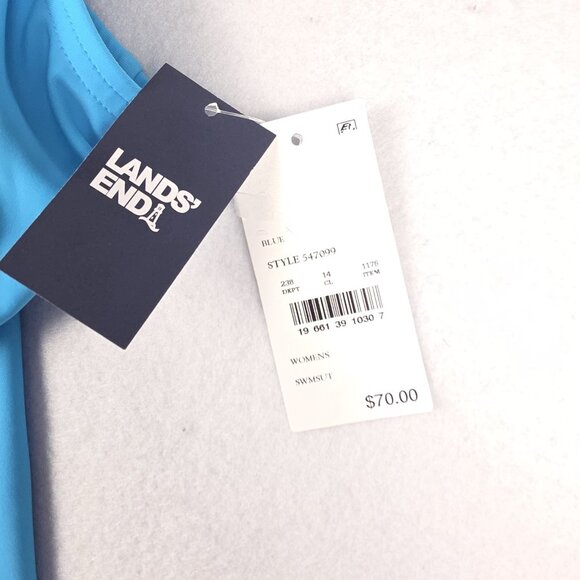 NWT Lands End Women 1-Piece Swim Med. 10/12 Turquoise Blue Tummy Control UPF 50 - Picture 7 of 15